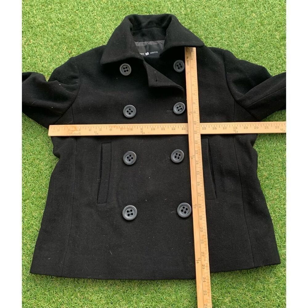 TODD SMITH 100% WOOL DOUBLE BREASTED black Pea Coat Jacket sz 12 Large - Picture 6 of 7